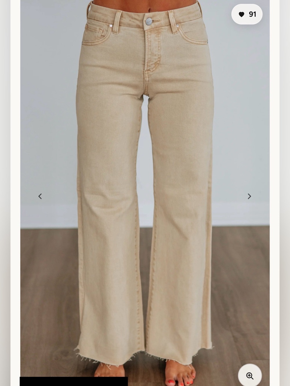 NWT Zenana Outfitters Beige Wide Leg Jeans - Picture 2 of 7